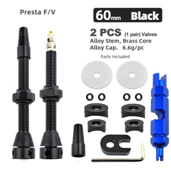 1 Set Tubeless Valve Kit with Wrench CNC Machined Super Light Metal Stem And Caps Replacement 44/60mm MTB