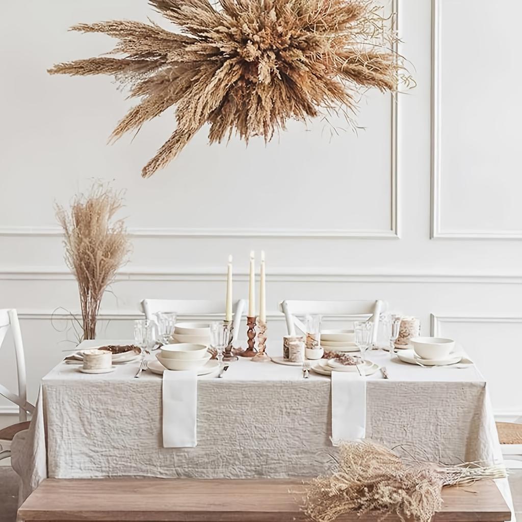Tovaglie per la casa in stile Crema Francese, per Feste di Matrimonio, Tovaglie per Tavolo da Cucina per le Feste, Tovaglie Beige con Morbida Texture Pieghettata