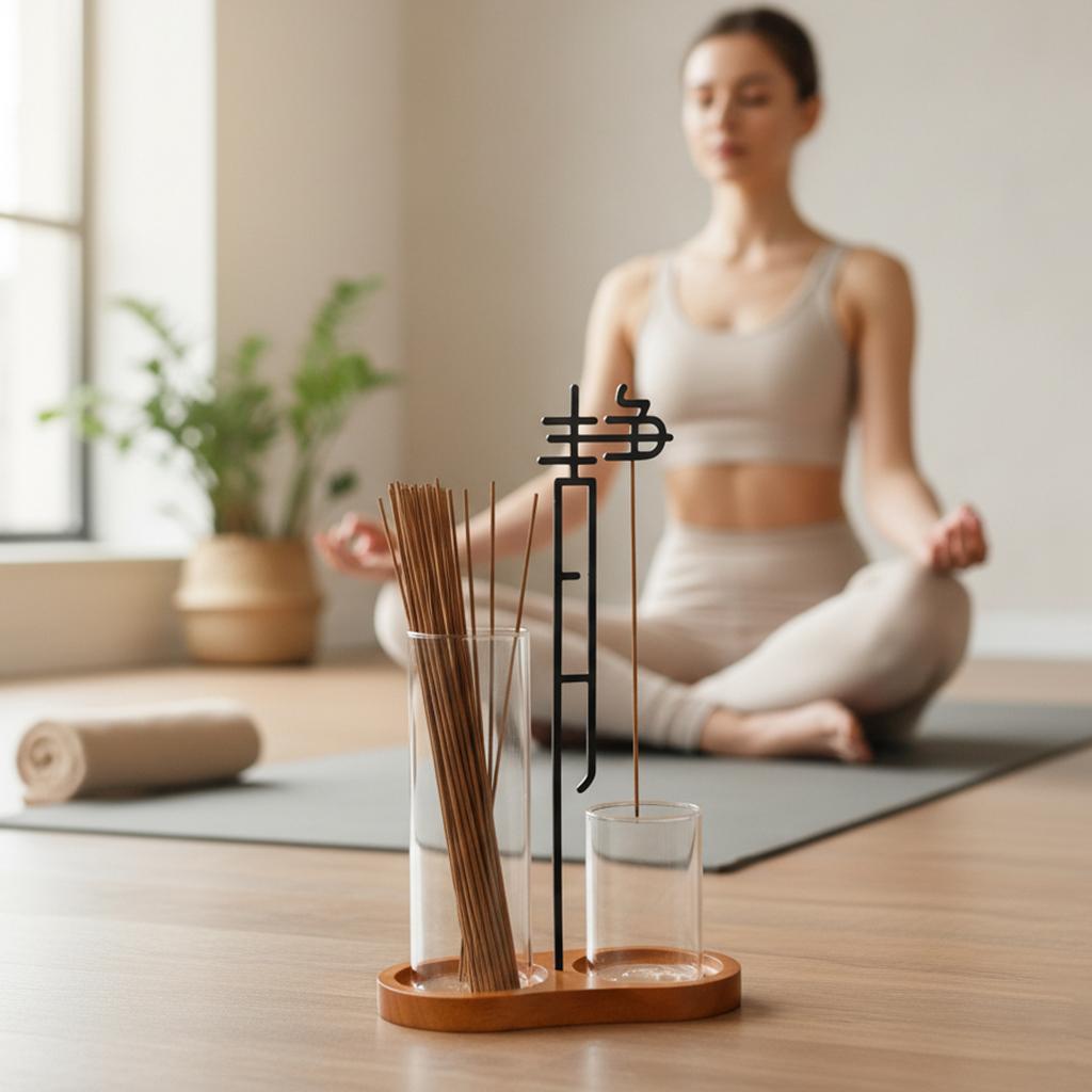 Chinese Jing Incense Holder Anti-Ash Flying Incense Burner with Glass Ash Catcher and Incense Sticks Organizer Home Decor