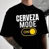 Cerveza Mode Bear Motorcycle Graphic Print T-shirt Men's and Women's Tee Cotton Casual Short-sl