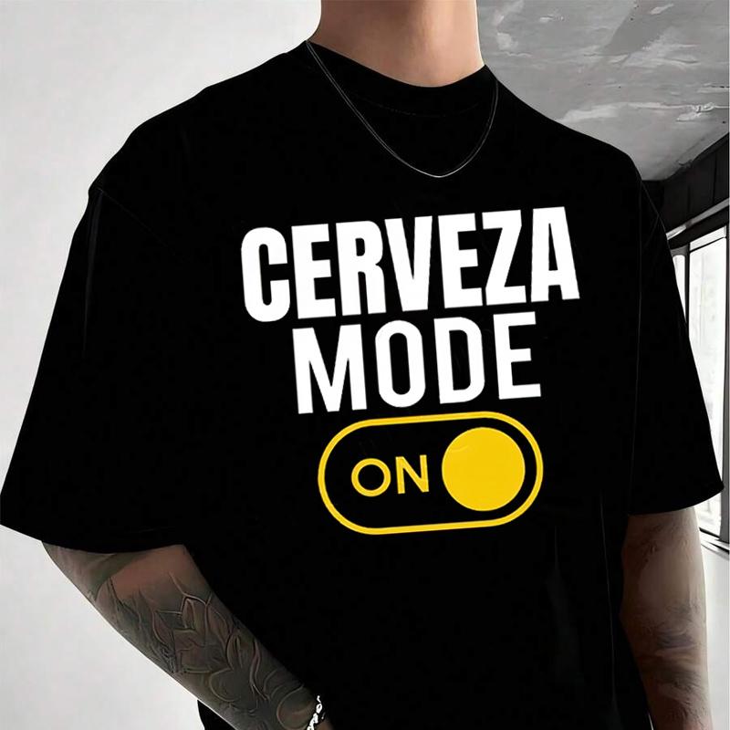 Cerveza Mode Bear Motorcycle Graphic Print T-shirt Men's and Women's Tee Cotton Casual Short-sl