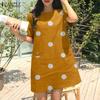 ZANZEA Women Korean Casual Vacation Short Sleeve Polka Dot H-line Dress