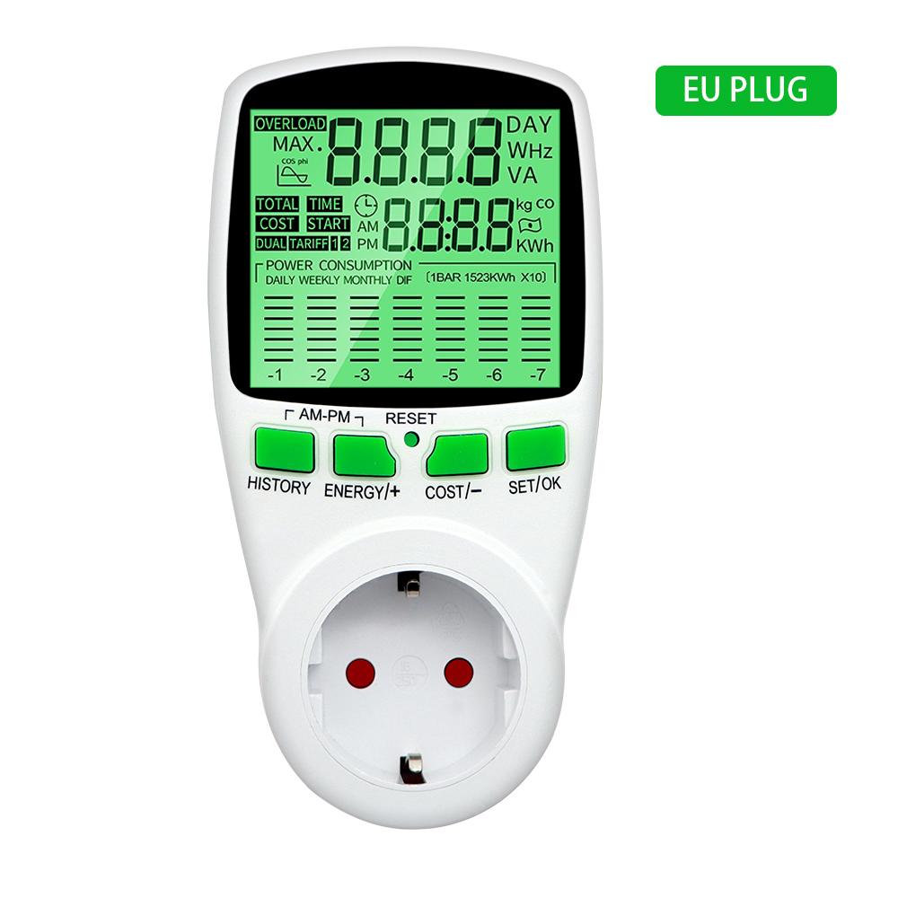 Digital Power Meter LCD Backlight Energy Meter Wattmeter Wattage Electricity Kwh  Outlet Power Analyzer EU US UK AU FR Plug