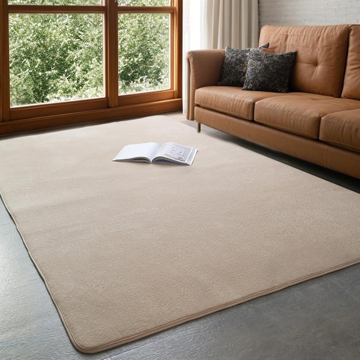 

VIKAMA Modern Minimalist Rug Soft Non-Slip Bedroom & Living Room Floor Mat Washable Office & Dormitory Carpet Home Decor 50x80cm 20x31inch бежевый