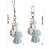 Soft Flocking Blue Elephant Keychain Lovely Animal Designs Sturdy Keyring for Kids Adults