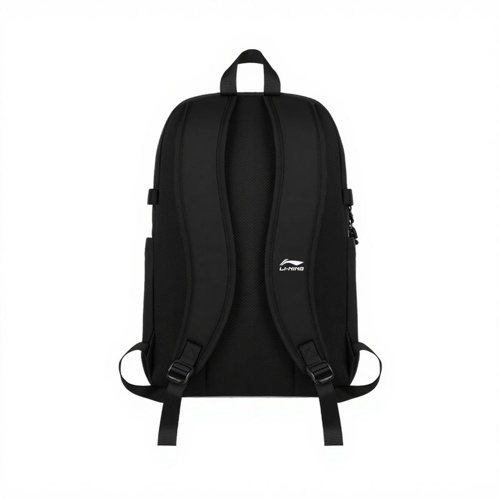 LiNing 24L Large Capacity Simple Versatile Lightweight Polyester Backpack Unisex Backpack Black YBSV099-2