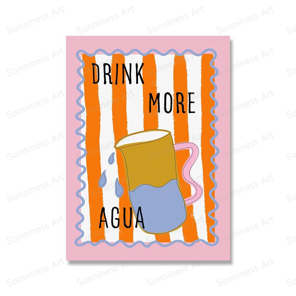 Funny Kitchen Print Espresso Coffee Tea Cup Candles Champagne Wine Posters Wall Art Canvas Painting for Diner Room Decor Picture