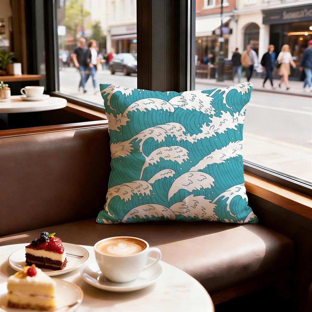 Light Blue Ocean Ripple Cushion Cover Decorative Cushions Covers Cover Sofa X Pillow Piece X X Pillowcase
