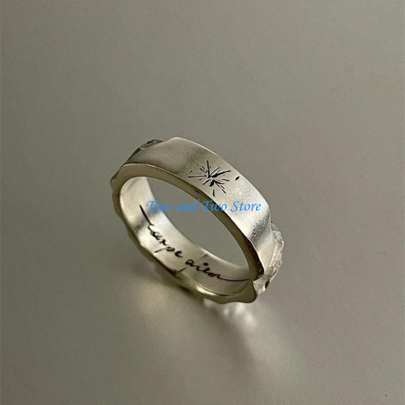HX6F Artistic Minimalist Copper Ring Featuring Unique Starry Texture Design Elegant and for Fashion Forward Women CN