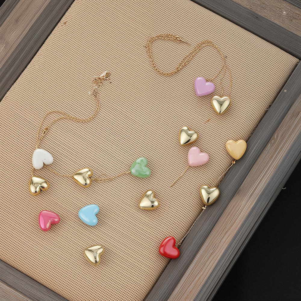 Colorful Heart Necklace Sweet and Lovely Beach Vacation Style Creative Layered Collarbone Chain