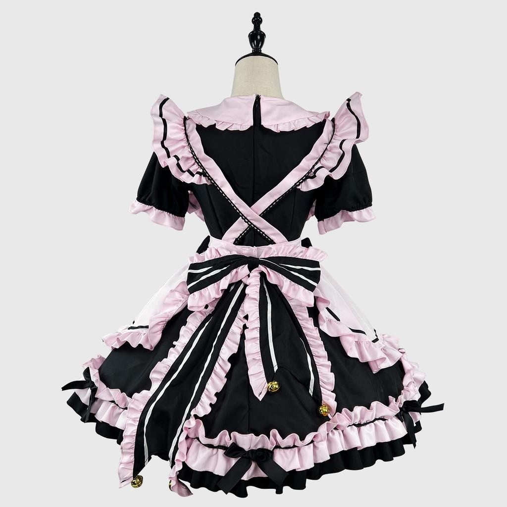 Costume da Maid Lolita Giapponese con Orecchie da Gatto per Cosplay Anime e Outfit da Ragazza Dolce