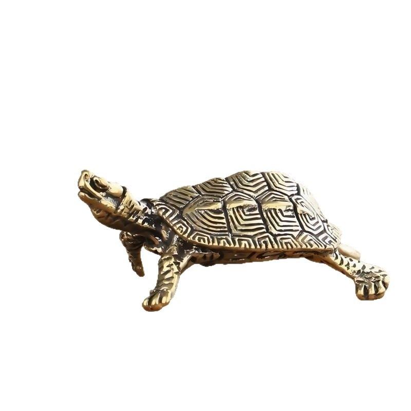 Brass Turtle Ornament Dragon Turtle Lucky Golden Turtle Tabletop Ornament Brass Tea Pet Hand Handle Scenic Crafts