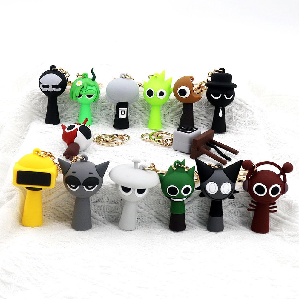Cartoon Sprunki Keychain Cute Sprunki Oren Raddy Gray Brud Vineria For Girl Boy Bag Pendant Keyring Jewelry Fans Gifts Decor