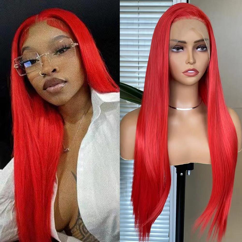AIMEYA Brown Lace Wigs for Black Women Heat Resistant Synthetic Lace Front Wig Long Silky Straight White Wig  Daily Use