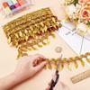 PH PandaHall 10 Yards Gold Sequin Fringe Trim Leaf Tassel Ribbon, Fabric Decorative Trim Gold Edging Trim Sewing Ribbon for Wedding Dance Dress