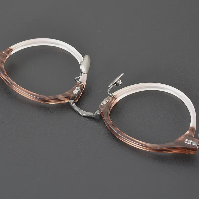 Luxurious Japanese Handmade Gold-Titanium Round Literary Style Glasses Frame for Trendy Men and Women.