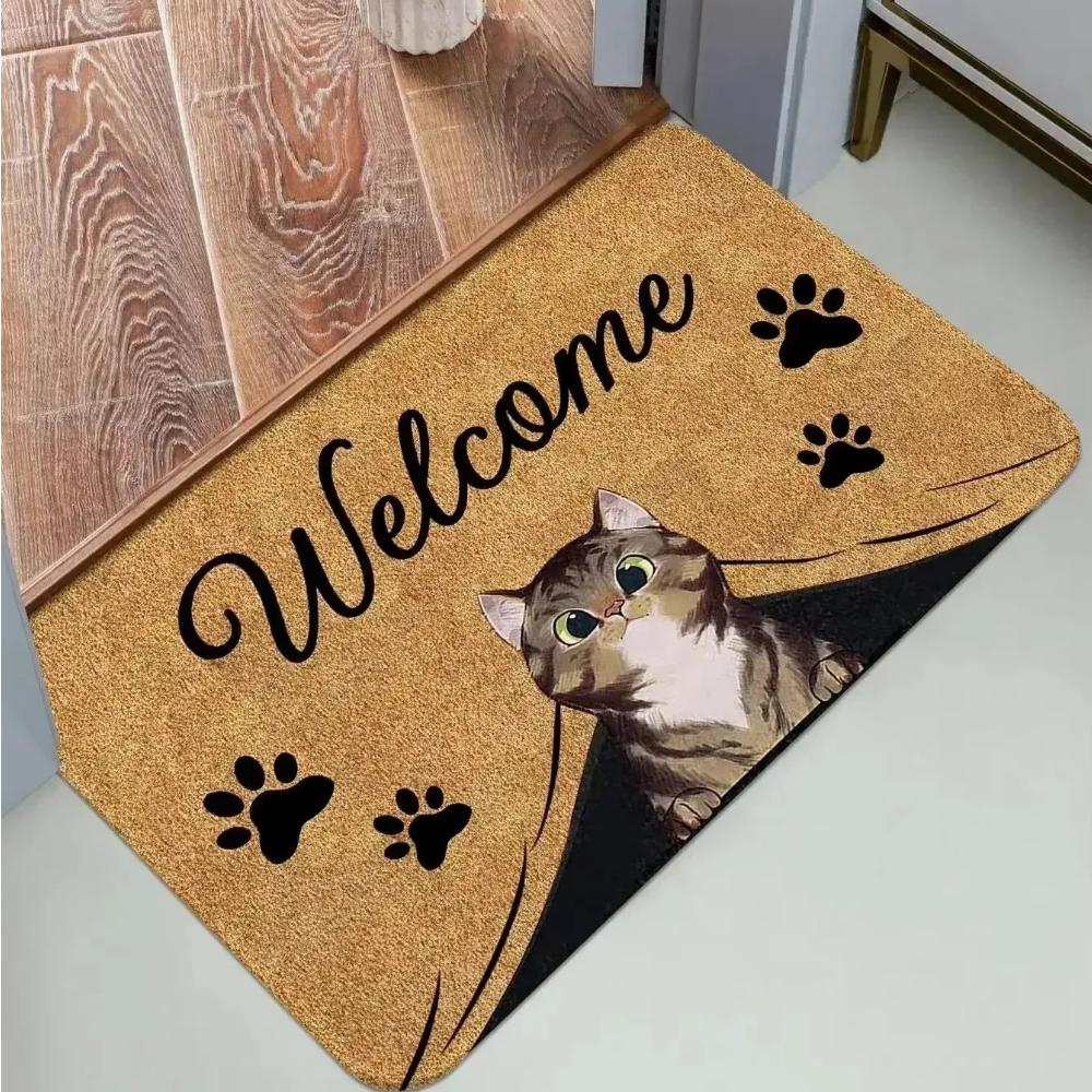 

Black Cat Carpet Cute Cartoon Nonslip Area Doormat Soft Welcome Mat Carpet for Live Room Rug Bedroom Outdoor Carpet Home Decor 50X80CM