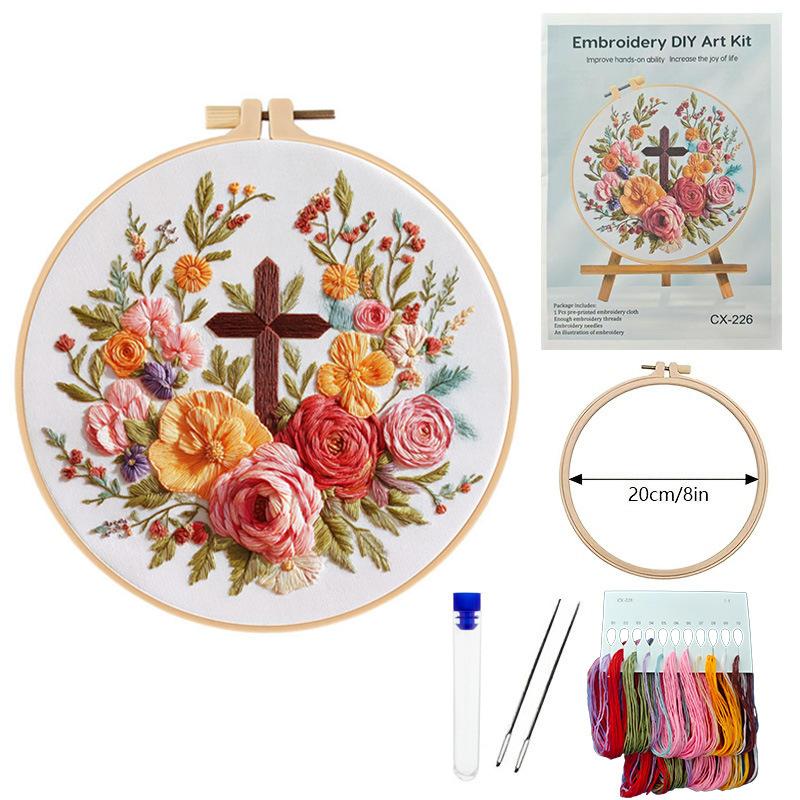 

1 набор для вышивания крестом, набор материалов для вышивки своими руками, включает инструменты и руководство по стежкам, подходит для начинающих, набор материалов для вышивки 20cm