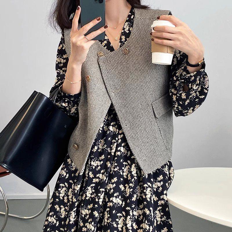 Fashion Sleeveless Jacket Vest for Women, Elegant Short Coat  Autumn Outfit Coat
