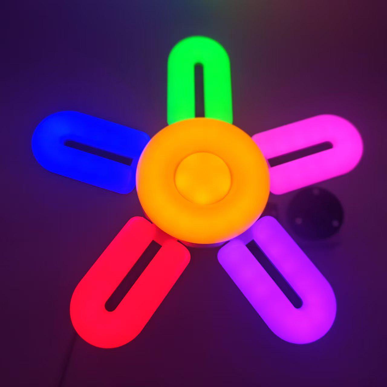 

U-Shaped E27 LED Bulb: Silent Ceiling Light for Bedroom & Living Room - Super Bright, Colored Light 60W (5 Leaf Bulb)