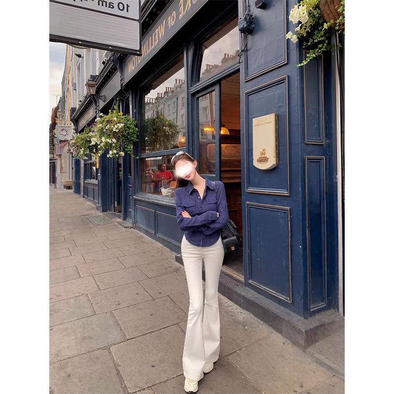 

Chill Qiao er Korean Style Tummy Control Flared Jeans with Hip Lift and Slimming Effect Small белый