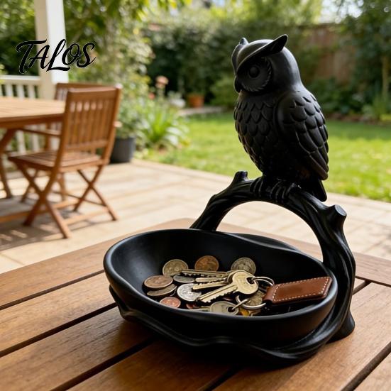 Talos 3D Printed Owl Storage Tray, Large Capacity & Branch Jewelry Tray for Earrings Keys Coins, Decorative Desktop Organizer Home Entrance