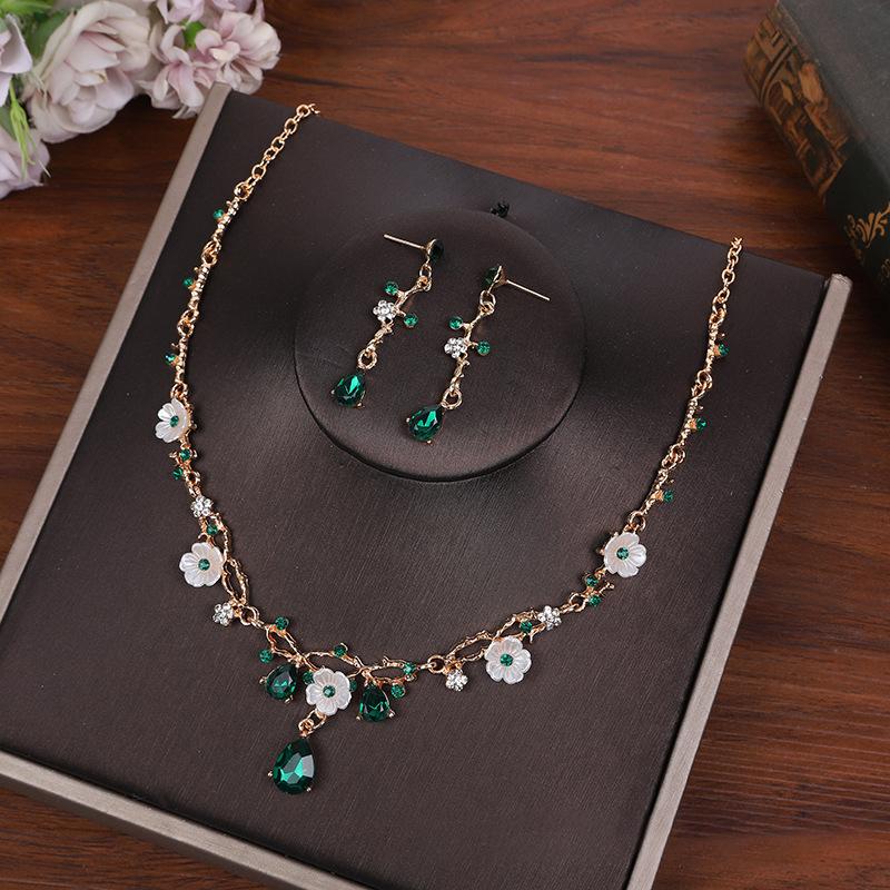 Creative  Flower  Costume Jewelry  Choker Necklace Earrings Set For Women Tiaras Crown Wedding Jewelry