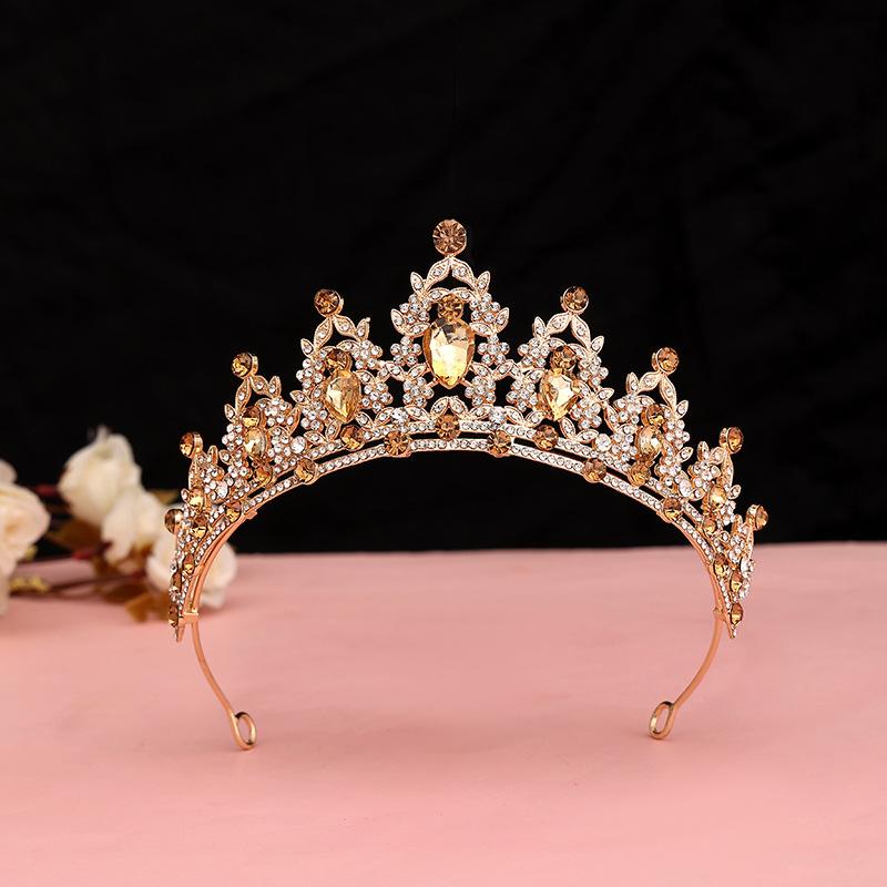 DIEZI Luxury Elegant AB Crystal Crown Hair Accessories Tiara For Women Party Red Purple Rhinestone Bridal Crown New Hair Zircon