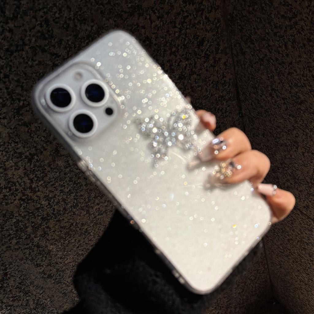 Three dimensional Light Luxury Apple 16promax Mobile Phone Case 14 Suitable for Iphone15 Flash Powder Butterfly 11 Advanced 12 Transparent