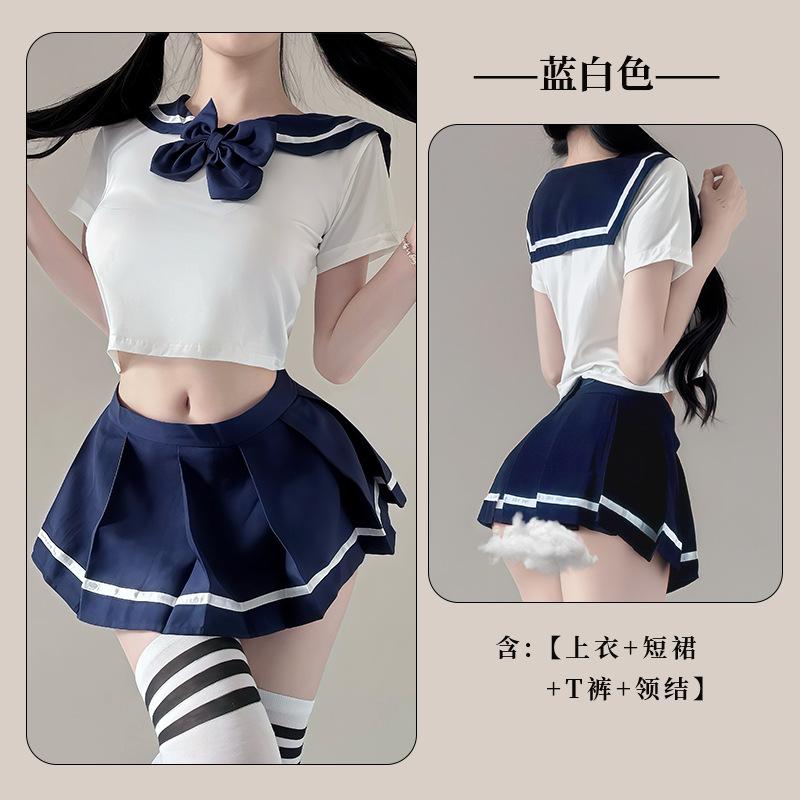 Sexy Japanese sailor women's lingerie seduction cute pleated short nightdress college style JK uniform suit