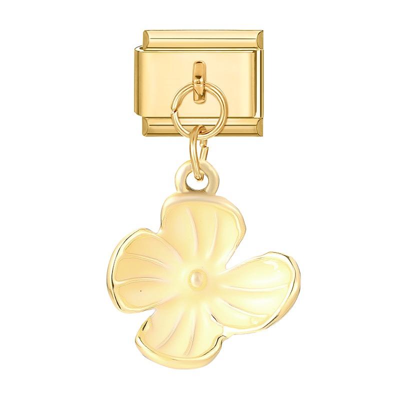New Y2K Gold Color Butterfly Moon Bow Shell Star Pearl Pendant Italian Charm Link Fit 9mm Stainless Steel Bracelet DIY Making