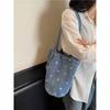 Japanese denim shoulder bag, women's 2026 new large capacity student bucket bag, shopping bag, commuting tote bag