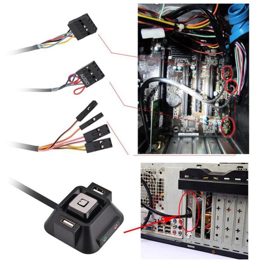 Multifunction Computer PC Desktop External Power Switch on/off Reset Button Switch With Audio Microphone Port For Home Bars Hotel PC