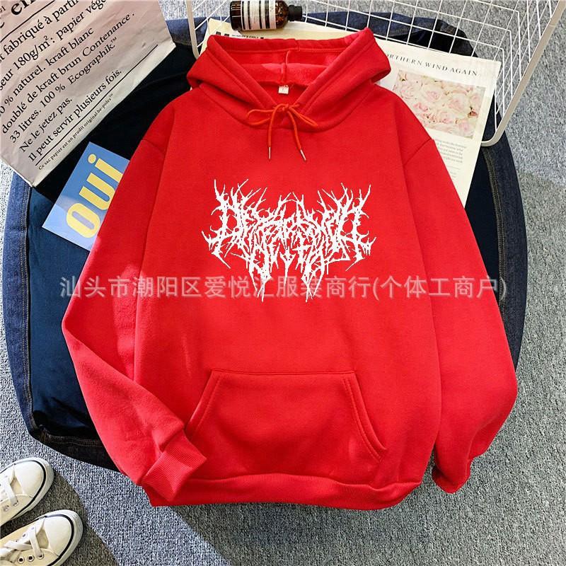Oversized Gothic Hoodie Women Long Sleeve Loose Fit Streetwear Cotton Blend Pullover Sweatshirt