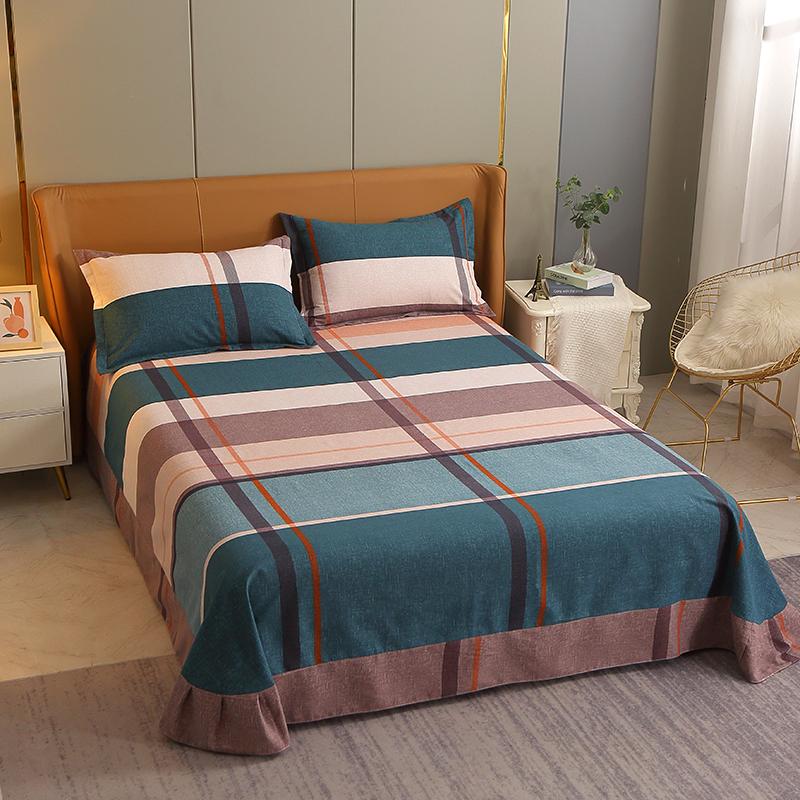 Vintage Geometric Pattern Bed Sheet Set 100% Cotton Luxury Classic Bedspread with 2 Pillowcases Queen King Size Bedding Set