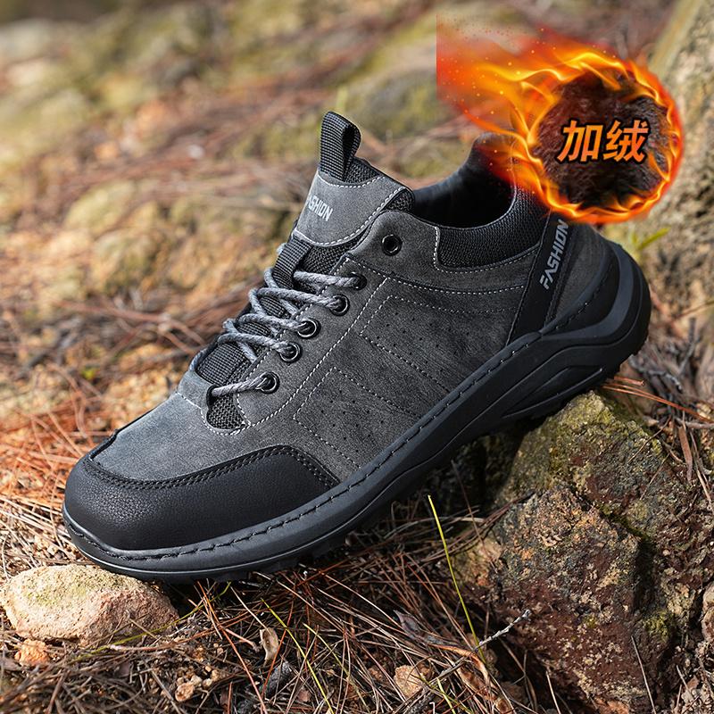 Winter Fur Warm Men's Hiking Work Shoes Anti-Skid Wear-resistant Hunting Tactical Sneakers Women Trekking Mountain Shoes