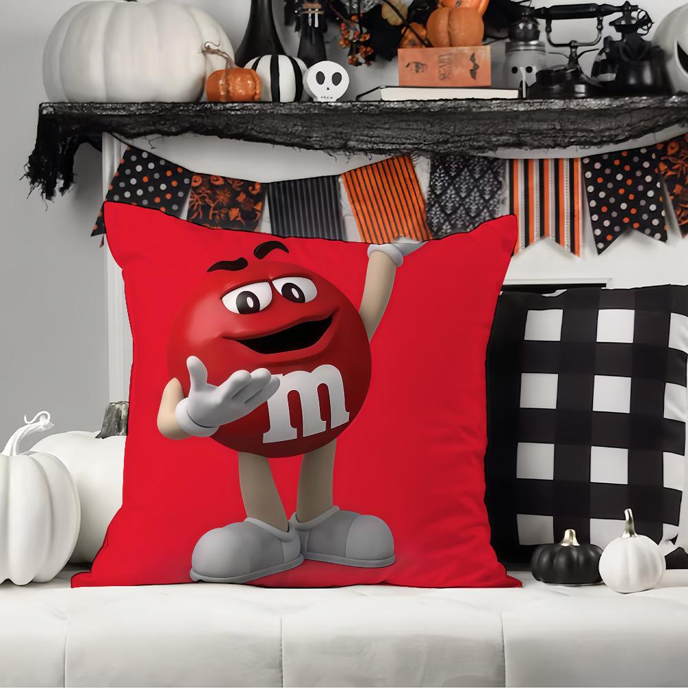 C-Chocolate Beans M-M And M-M'S Pillow Case Office Cushions Suitable For Sofa Car Bedroom Decorative Cushion Cover