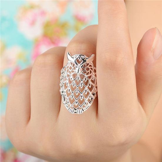 Kvinner Mote Ugle Hul Fingerring Pretty Søt Mote Tilbehør Gave