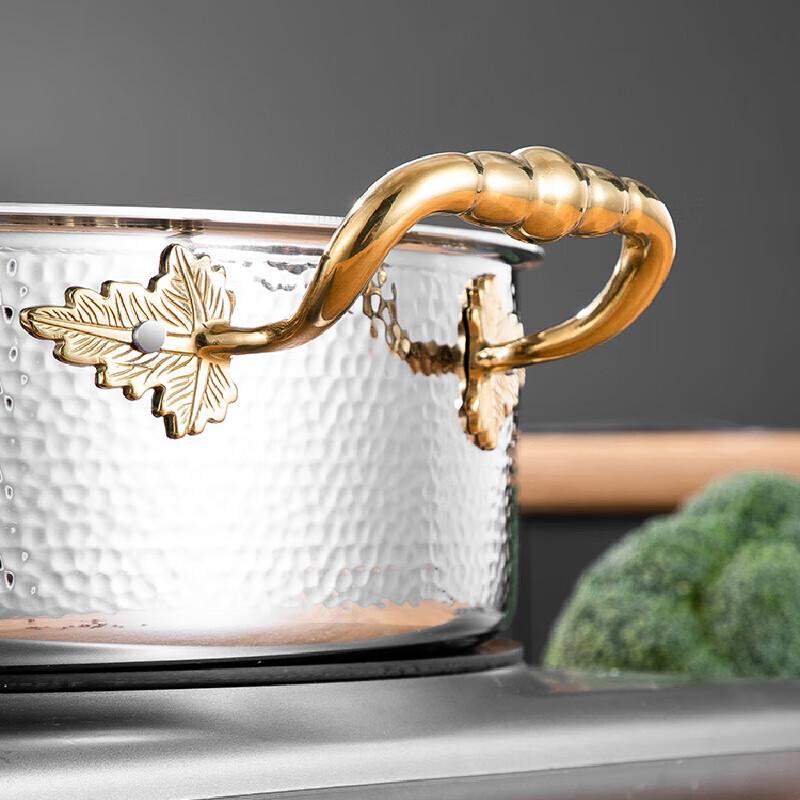 FATTBAO 304 Stainless Steel Hammered Hot Pot with Glass Lid
