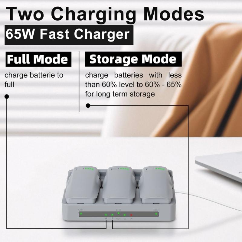 Efficiency 3Slot Battery Charging Dock For Photography Equipment Intelligent Power Distribution Battery Charging Station
