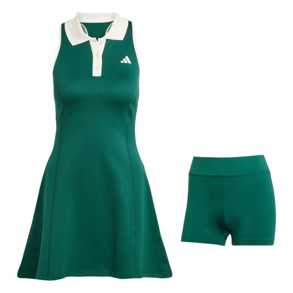 Adidas Tennis Heritage Fashionable Versatile Slim Fit Sleeveless Dress Set Women Dresses Academy-Green JD6115