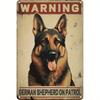 Vintage German Shepherd Warning Sign X Inch Metal Wall Decor with Warning Text and Dog Illustration Ideal for Home