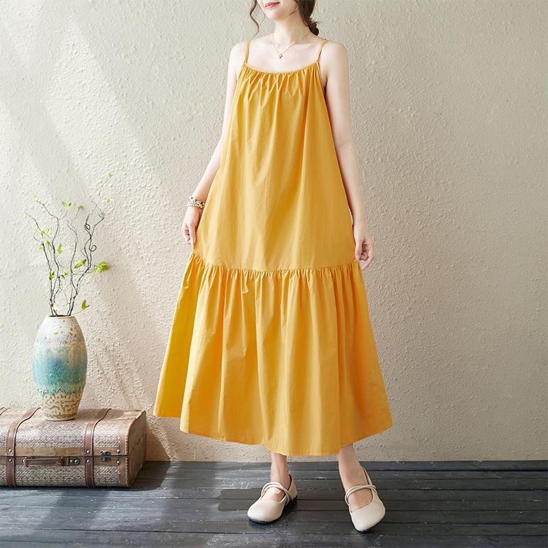 

2024 Summer Slip Dress: Orange Soda, 60s-Inspired, Australian Cotton, Large Skirt, Slimming Fit, 3 Colors 2XL помаранчевий