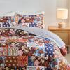Set Copripiumino 3 Pezzi in Cotone Lavato ad Acqua con Stampa Digitale Spazzolato, Coperta Trapuntata Estiva Double-Sided (264x230 cm)