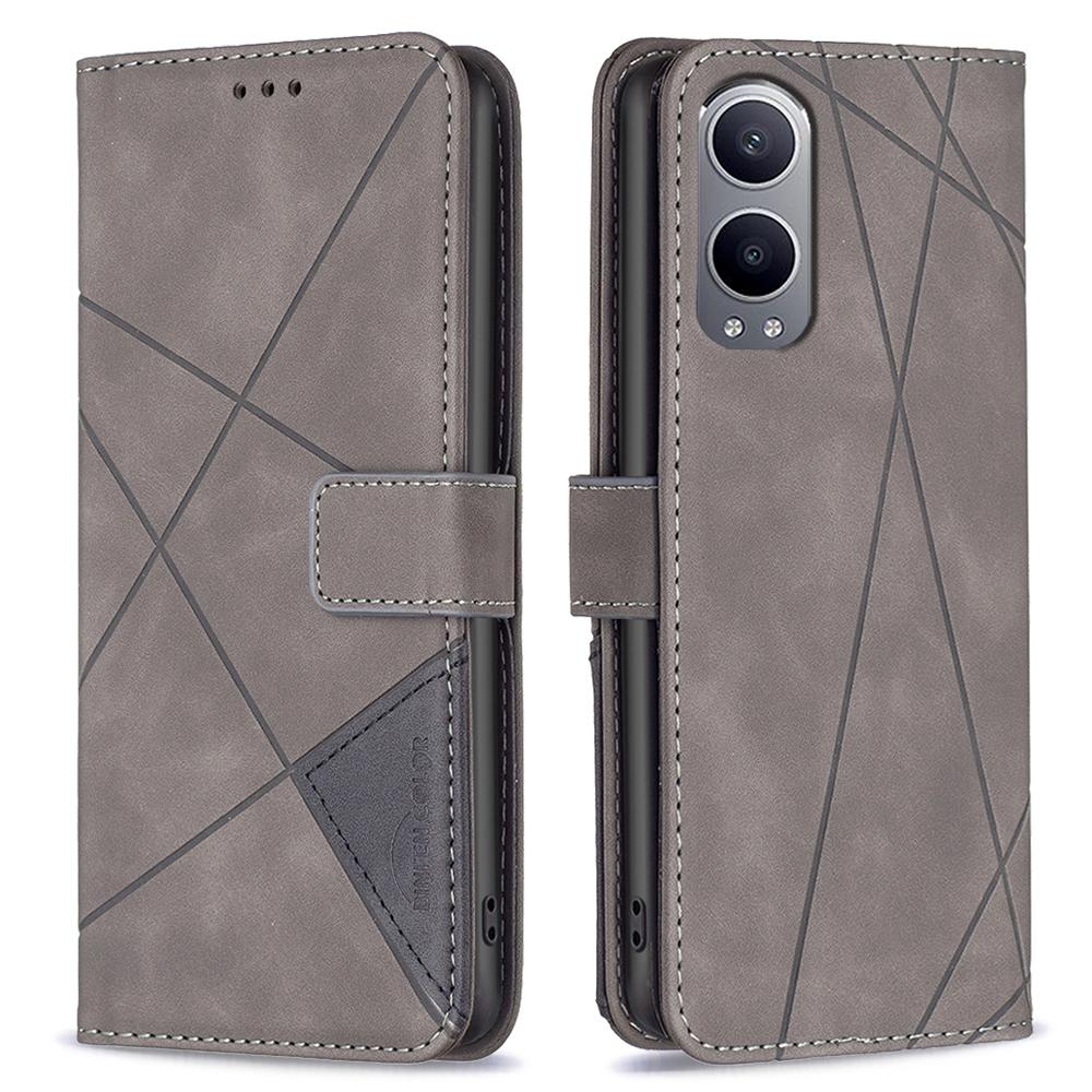 BINFEN COLOR For OnePlus Nord CE4 Lite 5G/Oppo K12x 5G (China) Phone Cases Wallet Stand Geometry Imprinted Leather Cover