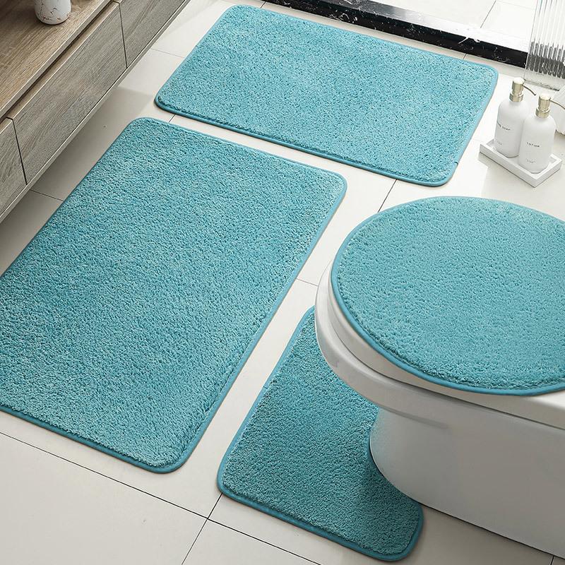 Imitation Cashmere Floor Mat Household Toilet Four-Piece Carpet Bathroom Water-Absorbing Non-Slip Mat Bathroom Dirt-Resistant Door Mat