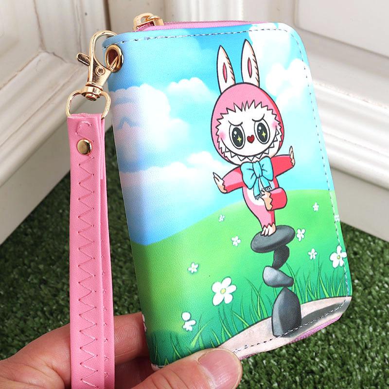 Cartoon Anime Periphery Labubu with Card Storage Bag for Boys and Girls Handheld Wallet
