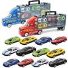 Durable Kids Vehicles Transport Car Carrier Semi Truck With 12 Mini Cars Gift Set