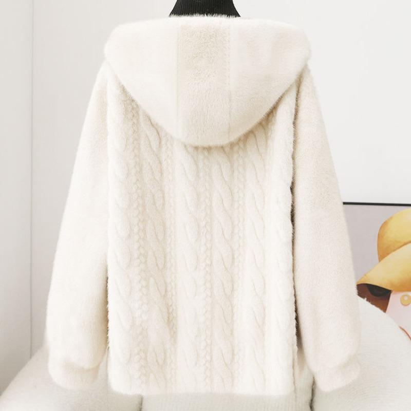 Fur jacket women's autumn and winter new imitation mink fur fur integrated hooded short top