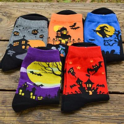 Halloween Harajuku Charakteristika pár ponožiek Funny Bat Pumpkin Lantern Wizard Ghost Print Pánske dámske ponožky so strednou trubicou